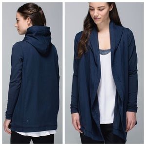 {Lululemon} Blissed Out Casual Cotton Hooded Wrap, Inkwell, Size 6